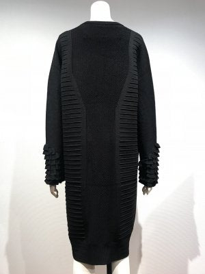 【LAST ONE】TUCKING FRILL-SLEEVE KNIT DRESS