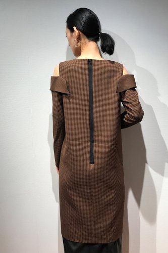 【LAST ONE】GINGHAM CHECK OPEN SLEEVE DRESS
