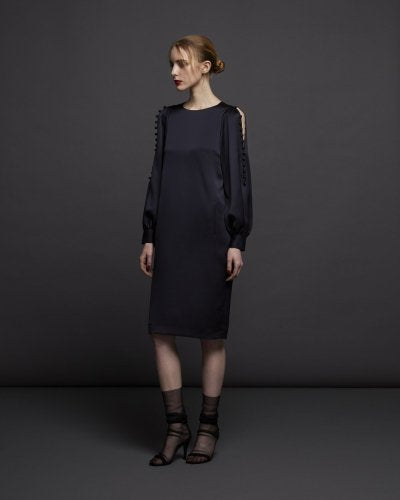 【LAST ONE】HAMMER-SATIN BUTTON/S DRESS