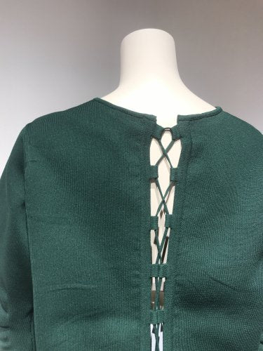 CURVE-SLEEVE LACE-UP TOPS