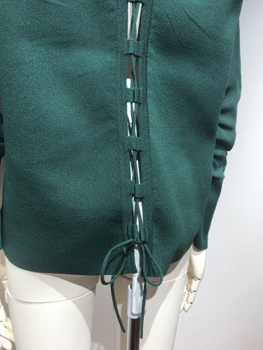 CURVE-SLEEVE LACE-UP TOPS