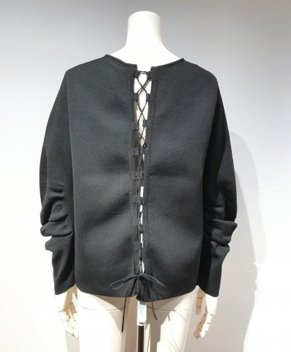 CURVE-SLEEVE LACE-UP TOPS