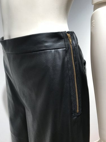 F/LEATHER CULOTTES PANTS