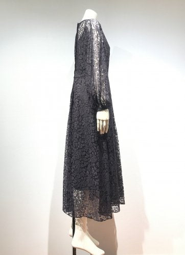 FLOWER-LACE TRIMING GATHER DRESS