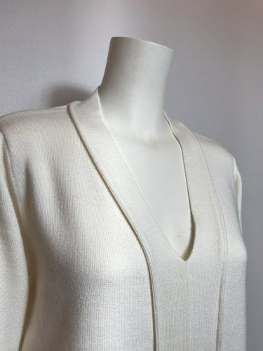 WOOL NEEDLE DEEP/V DRESS