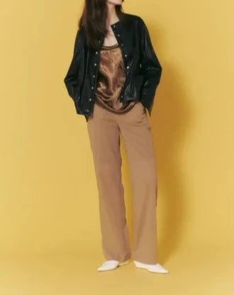 【LAST ONE】F/LEATHER SNAP-DOT CREW JACKET