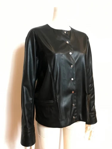 【LAST ONE】F/LEATHER SNAP-DOT CREW JACKET