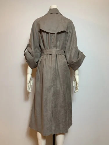 F/SUEDE BIG-SLEEVE TRENCH COAT