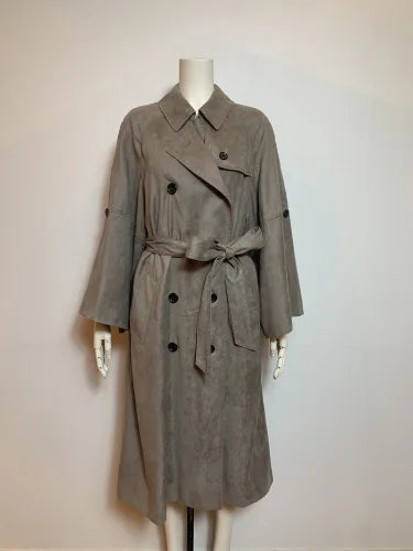 F/SUEDE BIG-SLEEVE TRENCH COAT