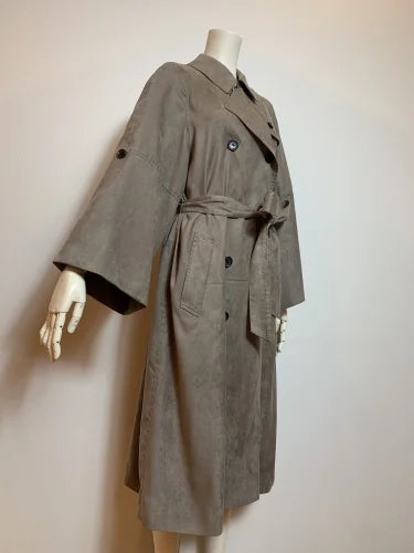 F/SUEDE BIG-SLEEVE TRENCH COAT