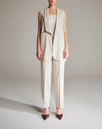 LINEN STRC SHAWL/C GILET