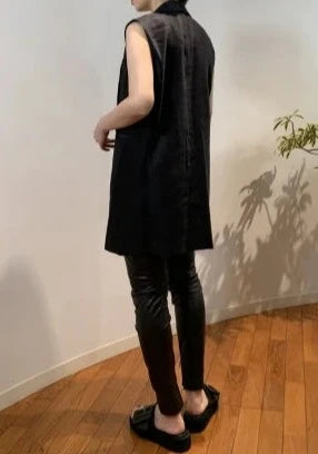 LINEN STRC SHAWL/C GILET