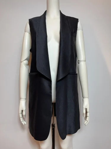 LINEN STRC SHAWL/C GILET