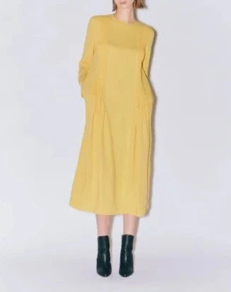 MAT SATIN TUCKING DRESS