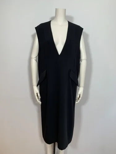 MAT SATIN DEEP/V TUXEDO DRESS