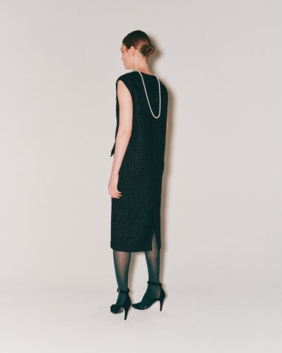 LAME-TWD DEEP/V TUXEDO DRESS