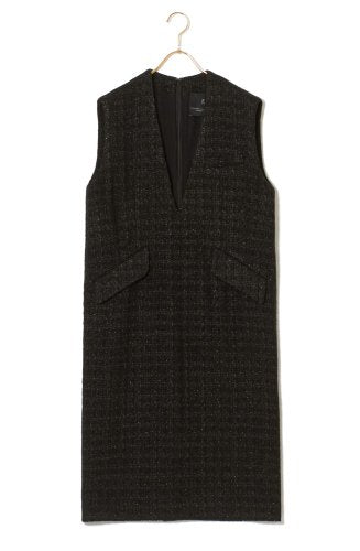 LAME-TWD DEEP/V TUXEDO DRESS