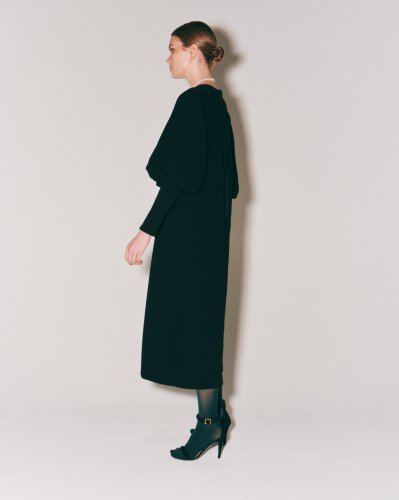 GEORGETTE GATHER RIB DRESS