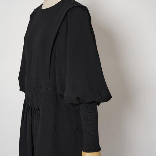 GEORGETTE GATHER RIB DRESS