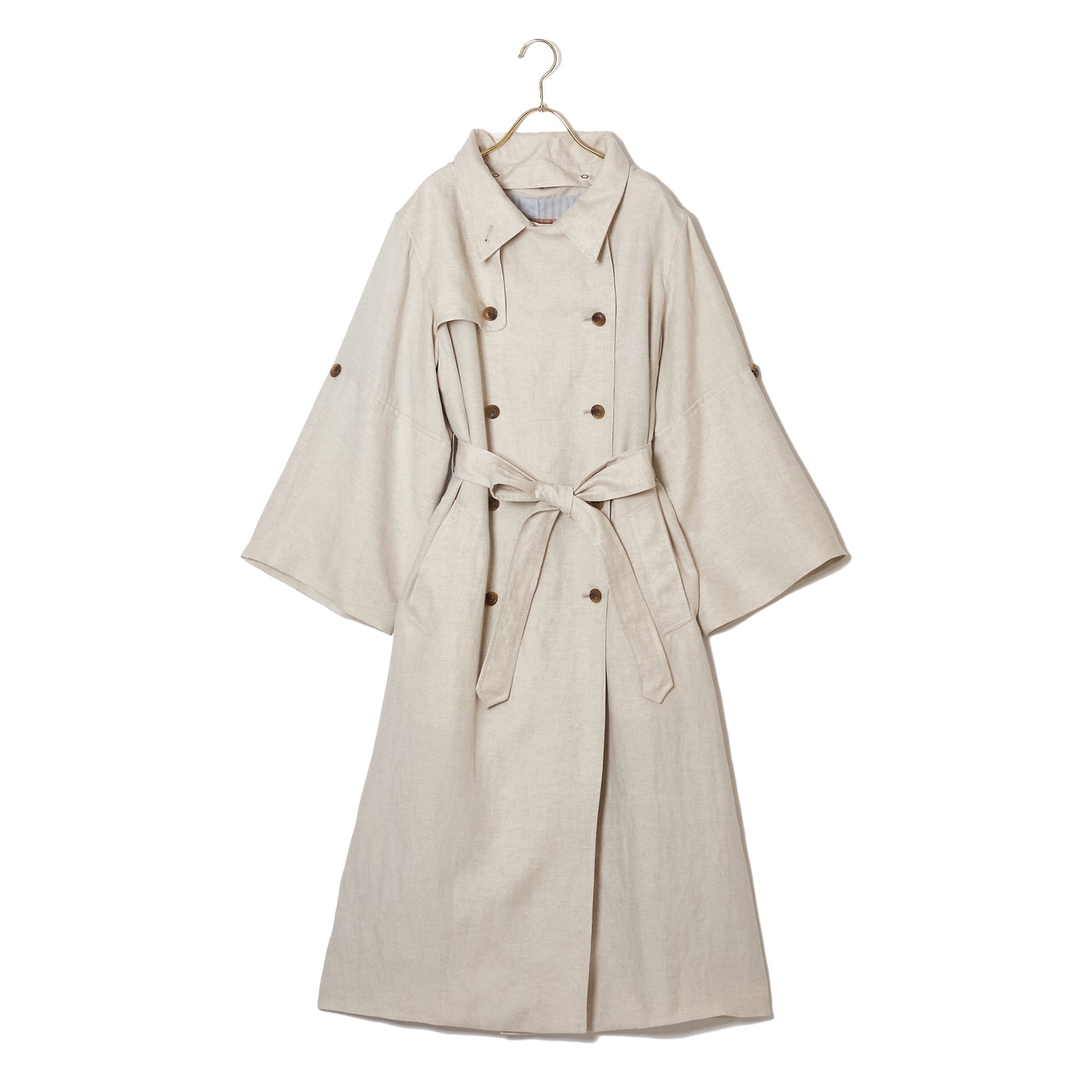 LINEN BIG/SLEEVE TRENCH COAT