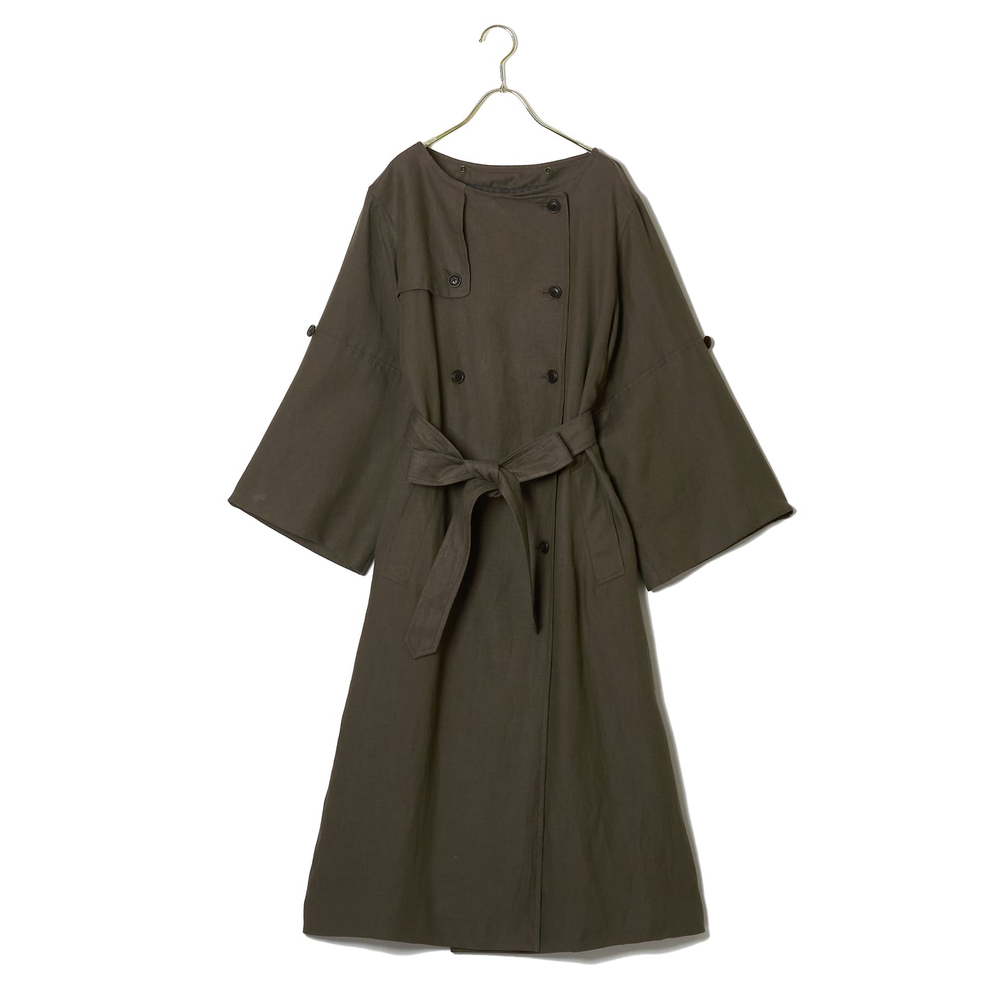LINEN BIG/SLEEVE TRENCH COAT
