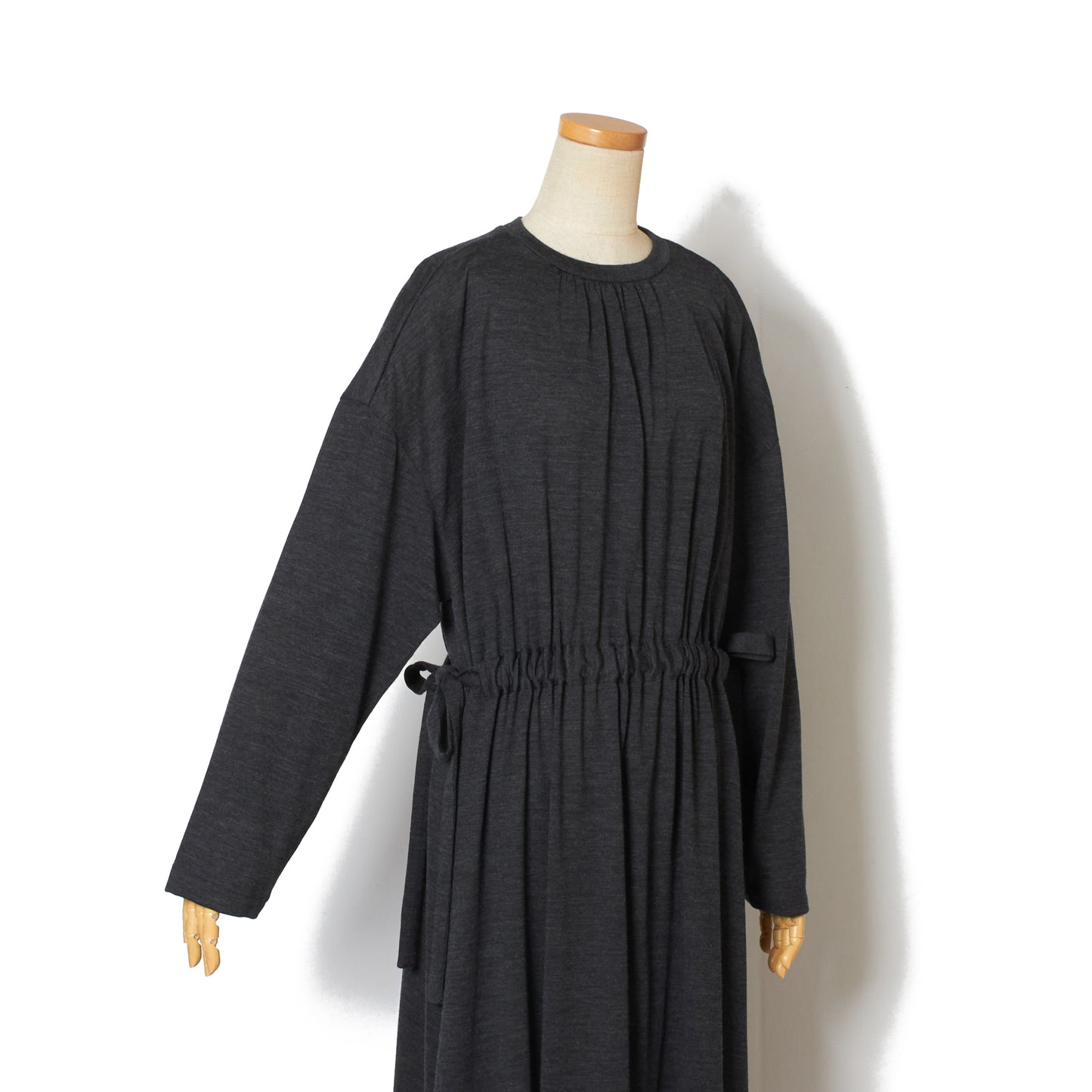 WOOL JRSY DRAW-CORD GATHER DRESS