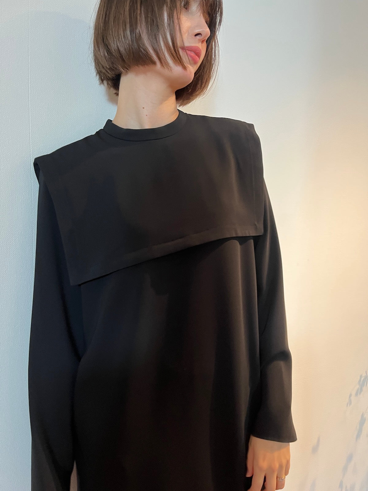 DOUBLE SATIN CAPE DRESS