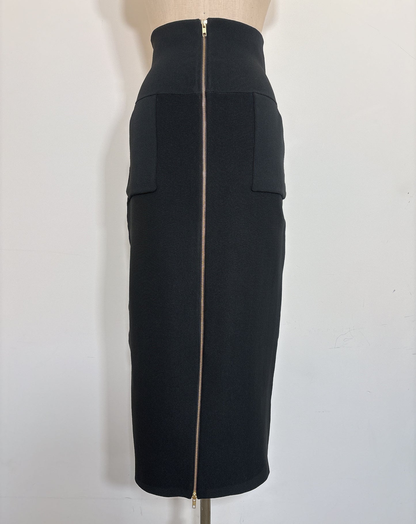 GARTER RIB ZIP UP SKIRT