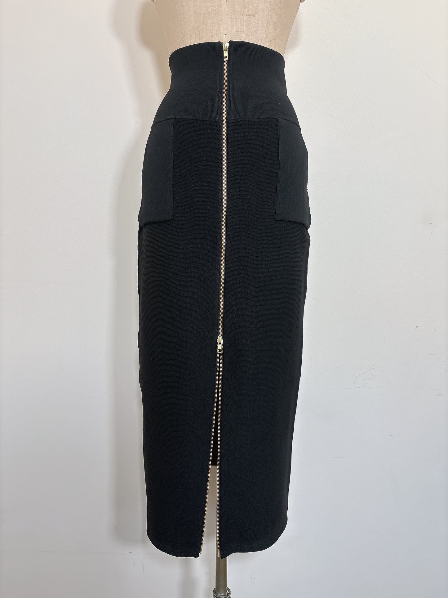 GARTER RIB ZIP UP SKIRT
