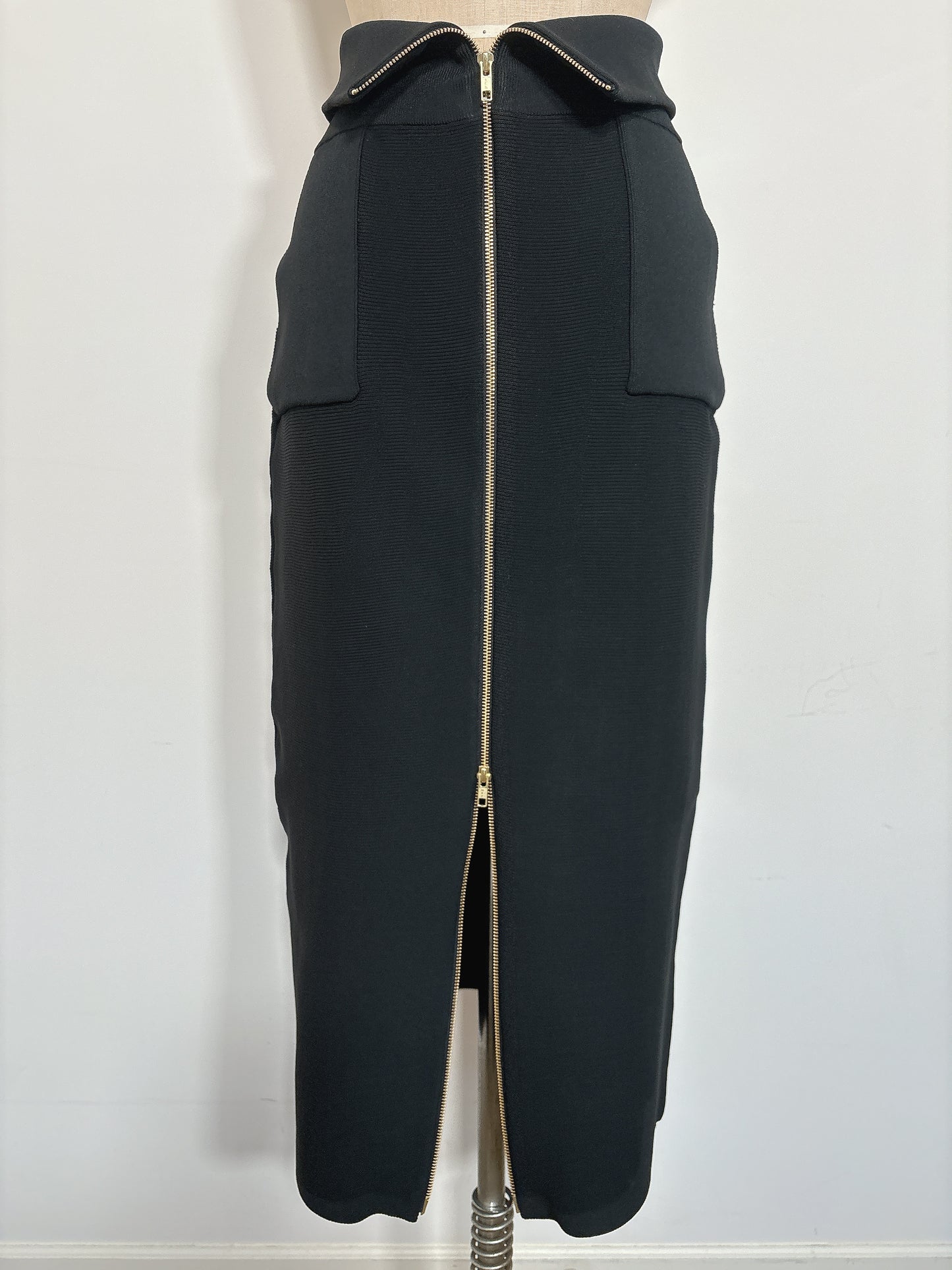 GARTER RIB ZIP UP SKIRT