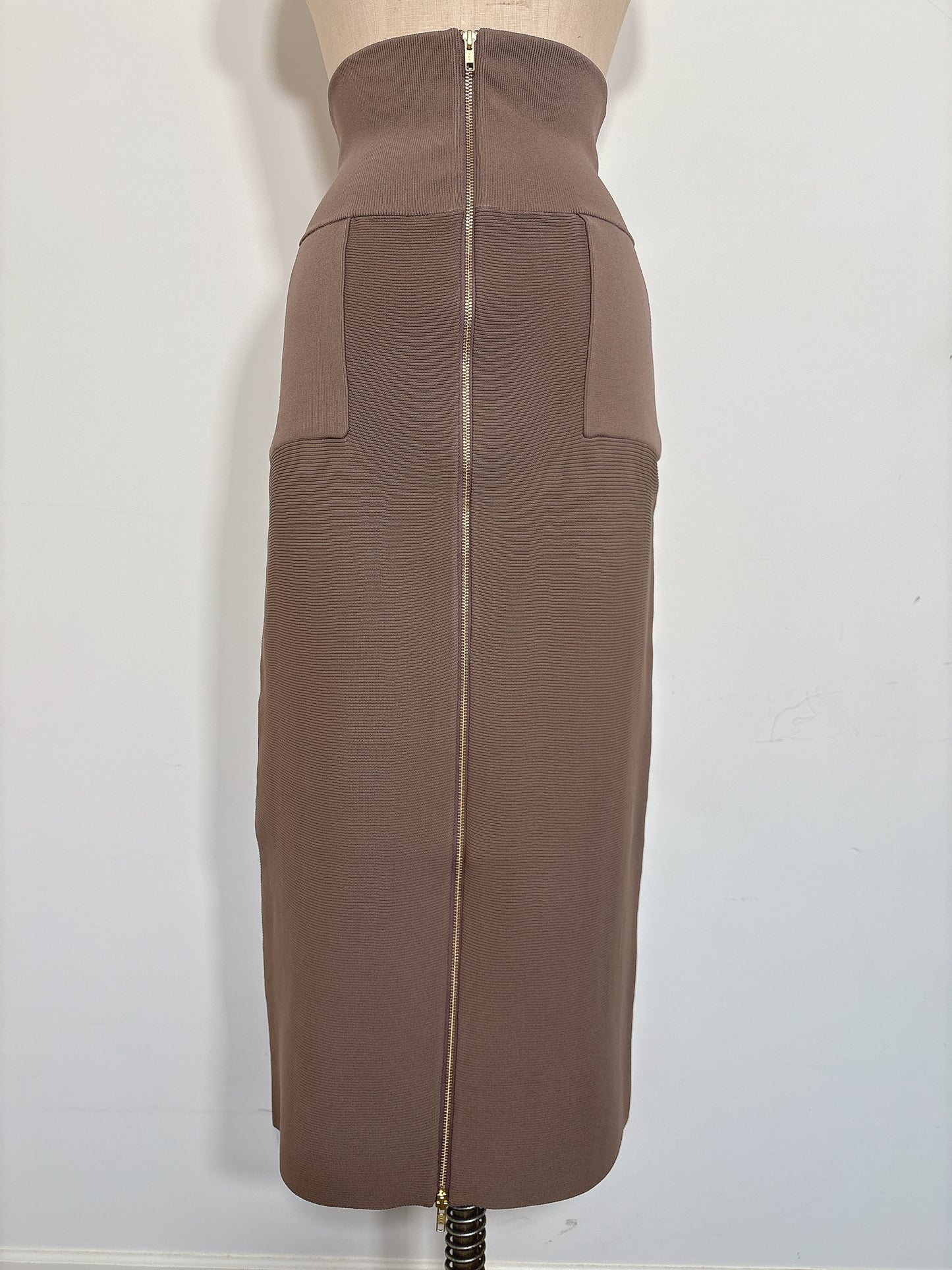 GARTER RIB ZIP UP SKIRT
