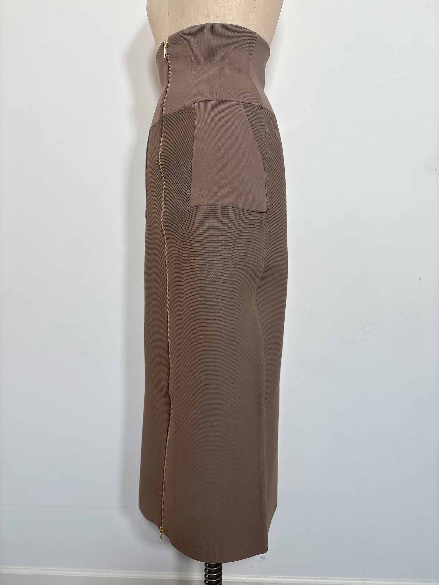 GARTER RIB ZIP UP SKIRT