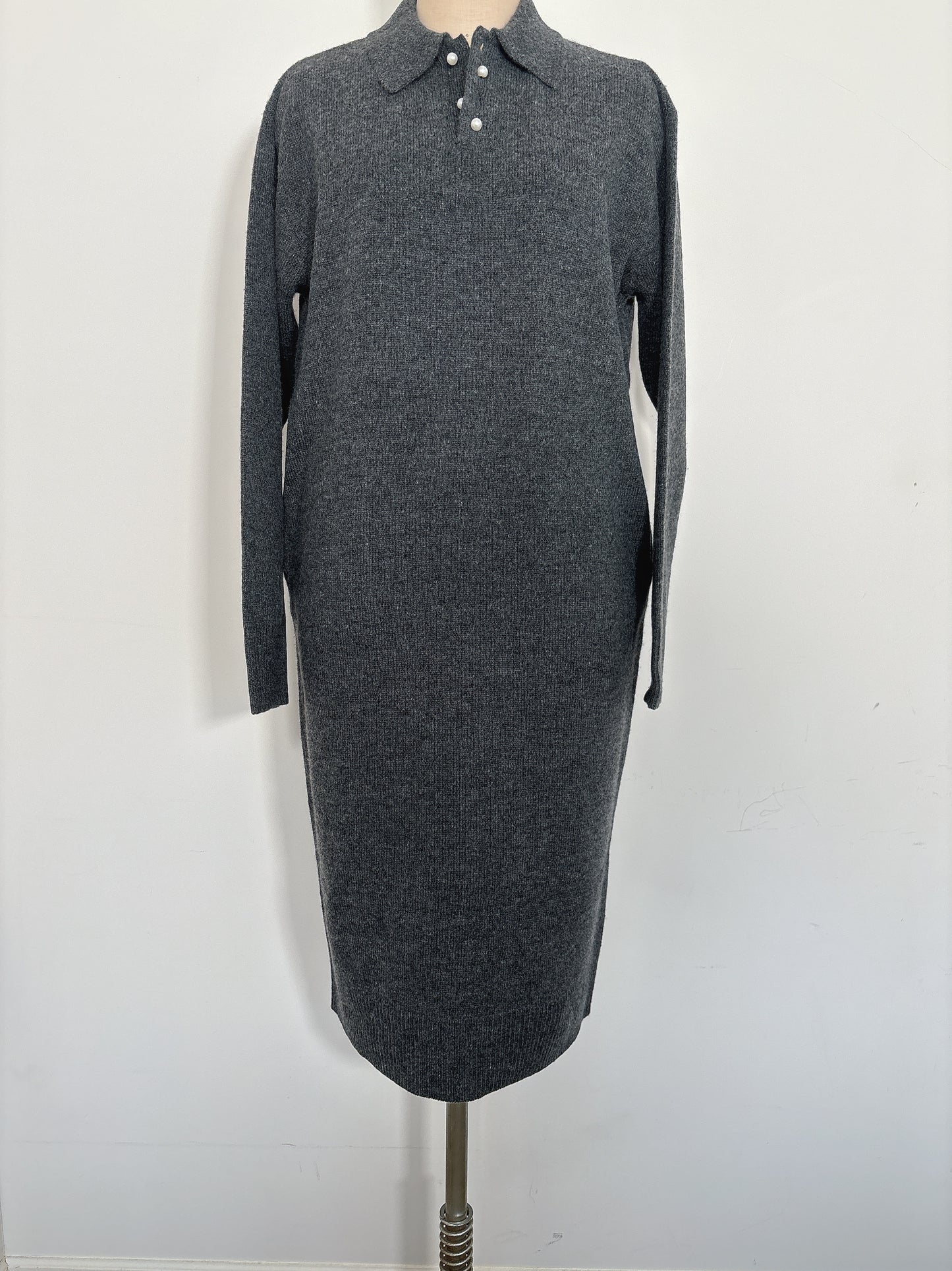 WOOL PEARL/B POLO DRESS