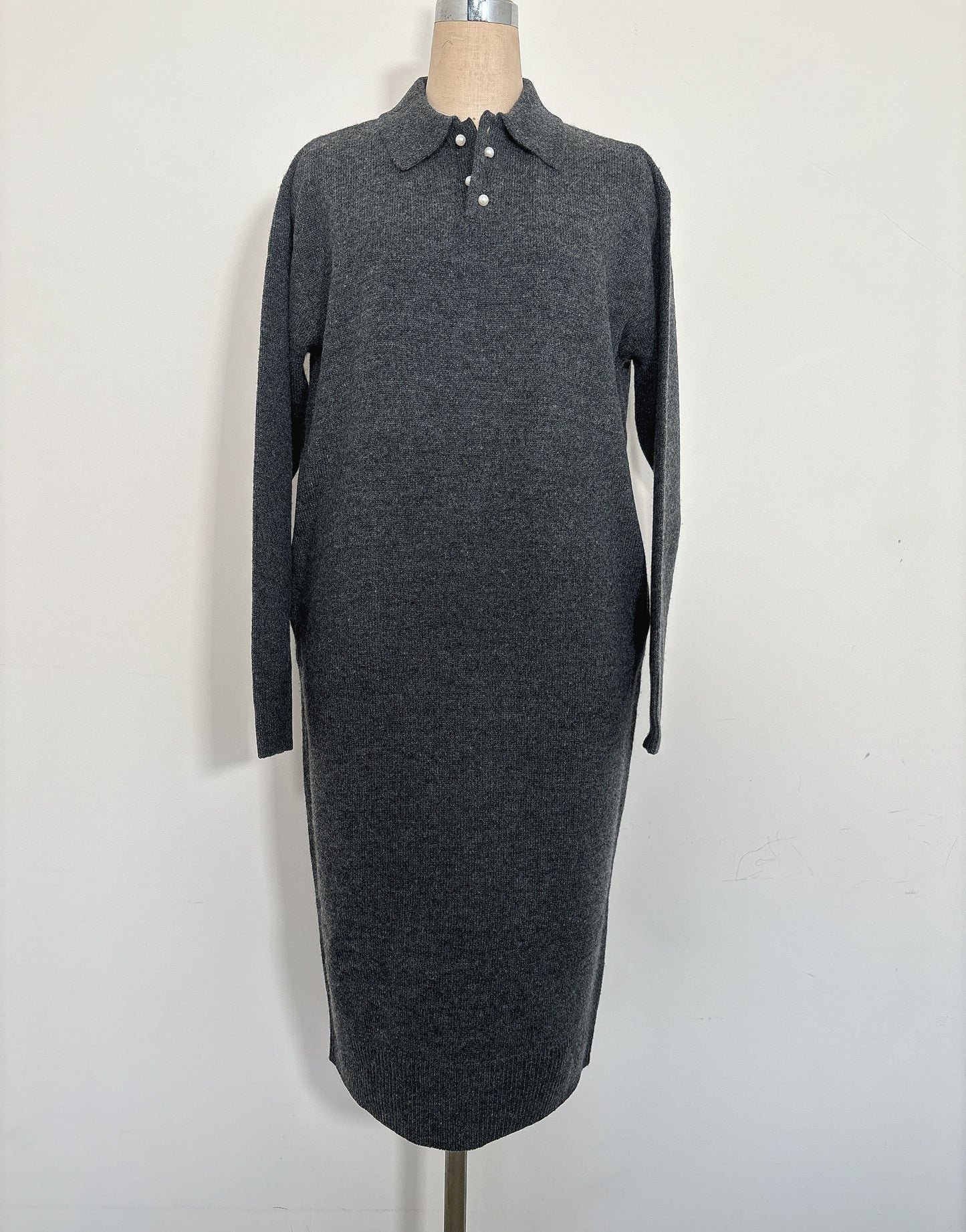 WOOL PEARL/B POLO DRESS