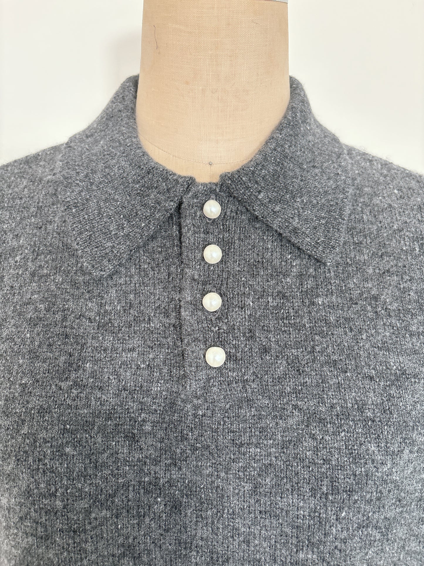 WOOL PEARL/B POLO DRESS
