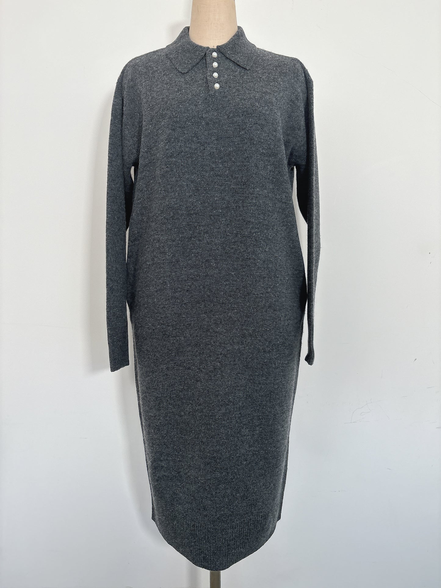 WOOL PEARL/B POLO DRESS