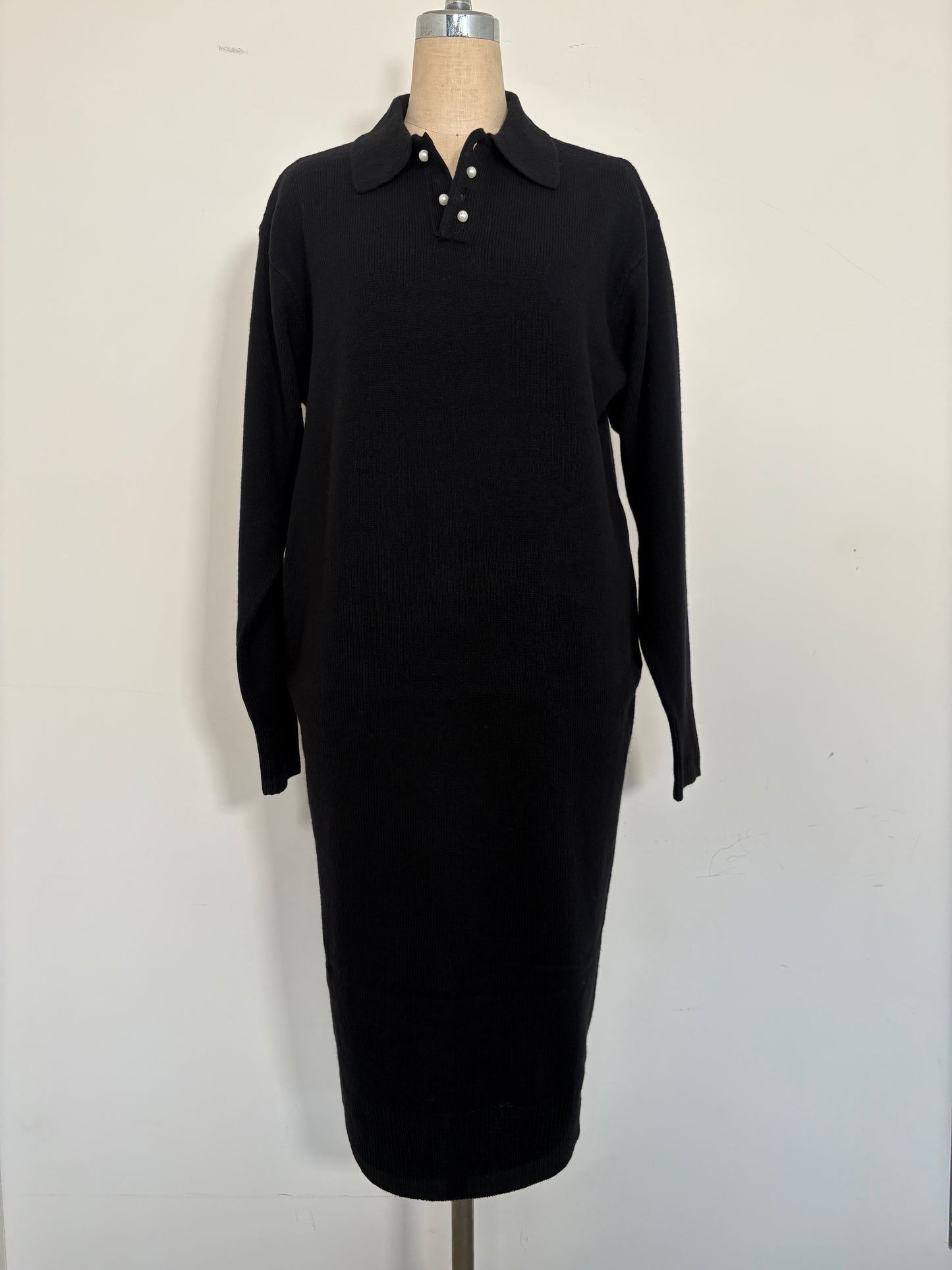 WOOL PEARL/B POLO DRESS