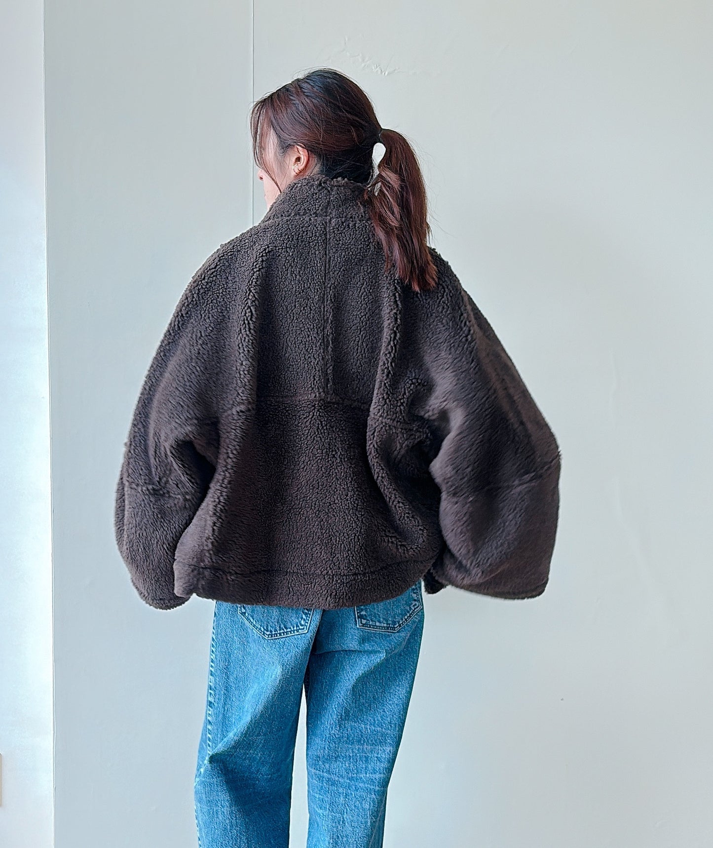 POODLE HI/N SHORT DOT COAT(BROWN)