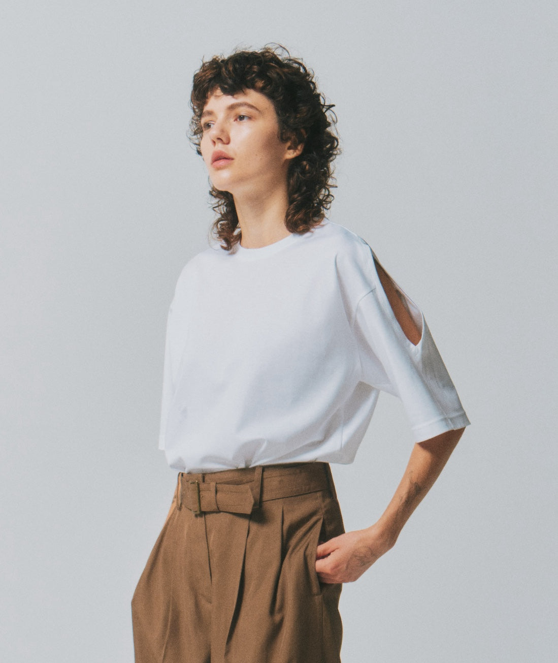 【送料無料】SUPIMA CO SHOULDER/SLIT TOPS