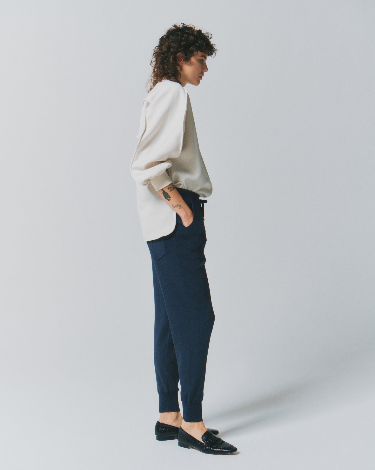 VISCOSE DRAW-CORD RELAX PANTS