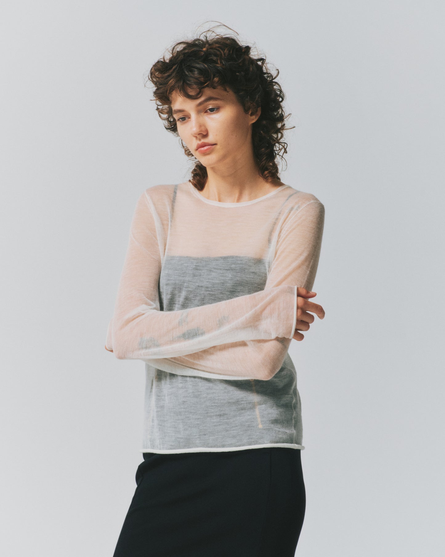 【予約商品】CASHMERE SHEER CREW TOPS