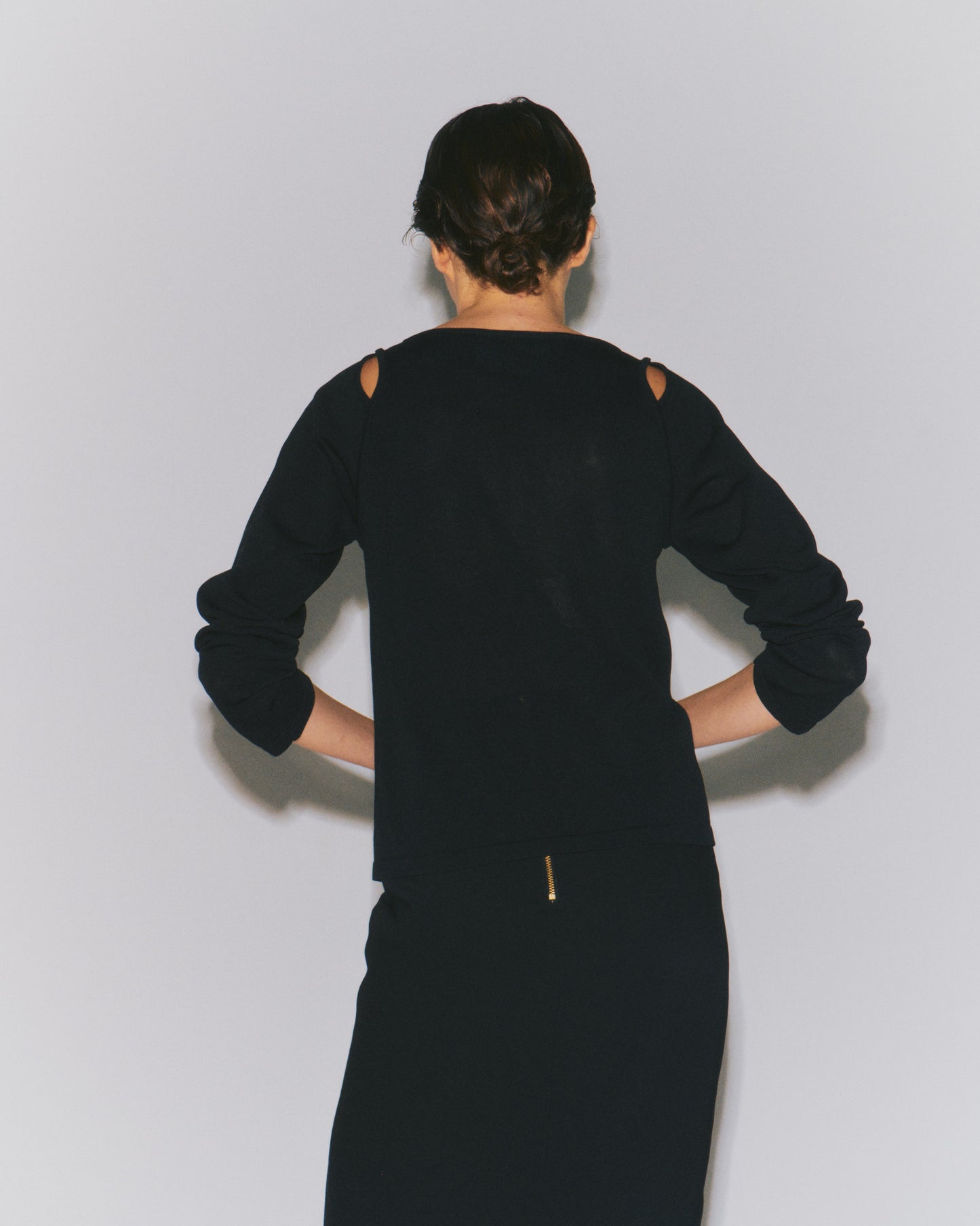 COTTON SHEER SLIT LS TOPS