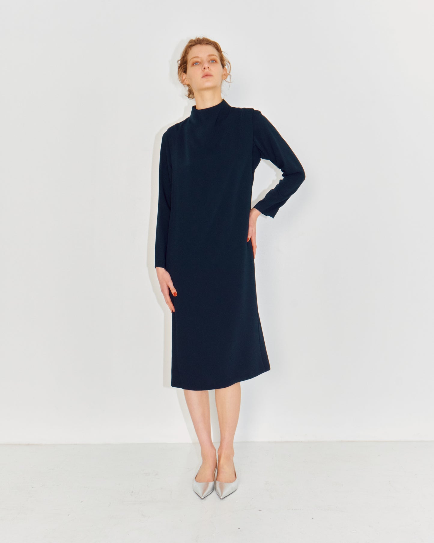 MAT SATIN DRAPE/N DRESS