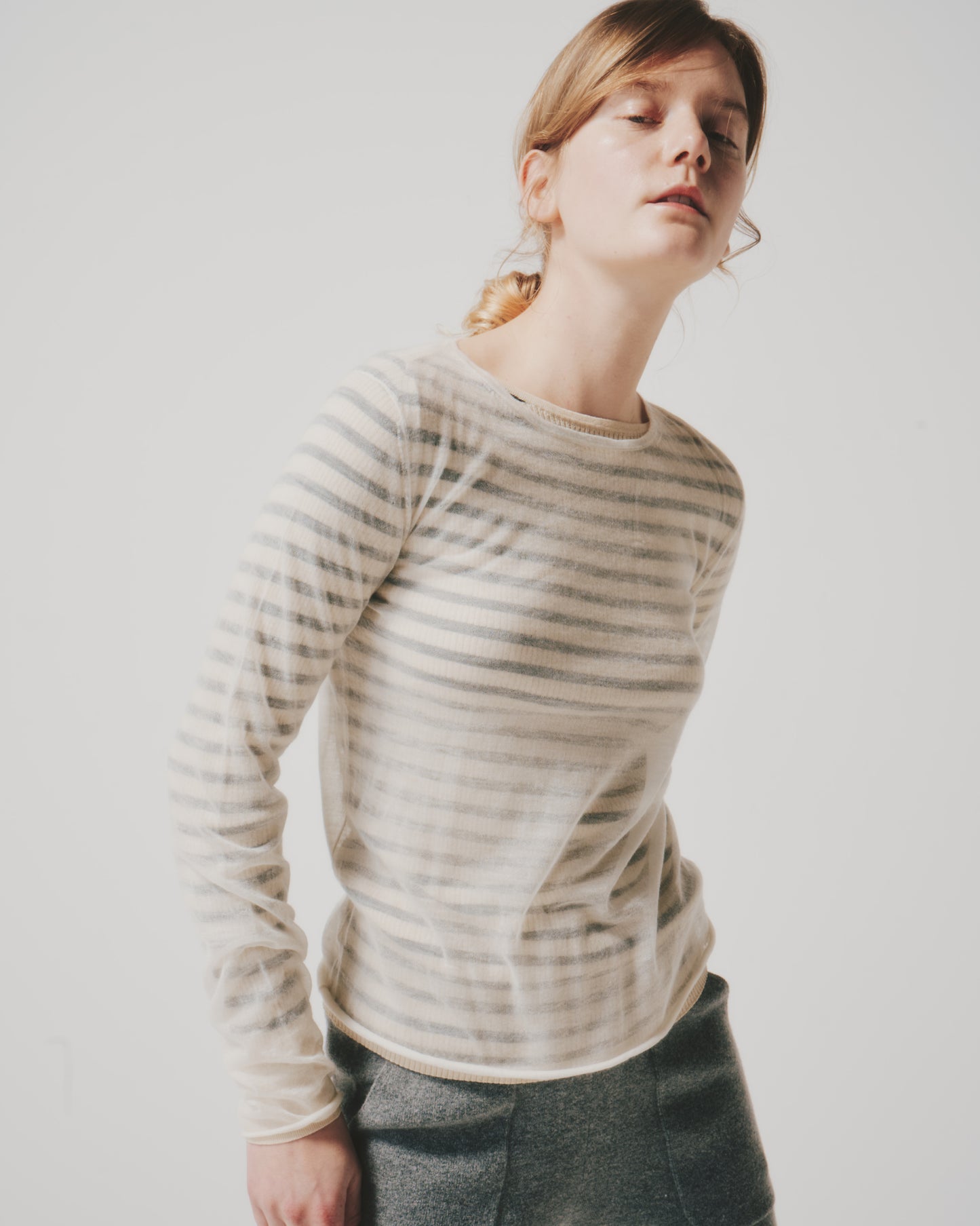【予約商品】CASHMERE SHEER CREW TOPS