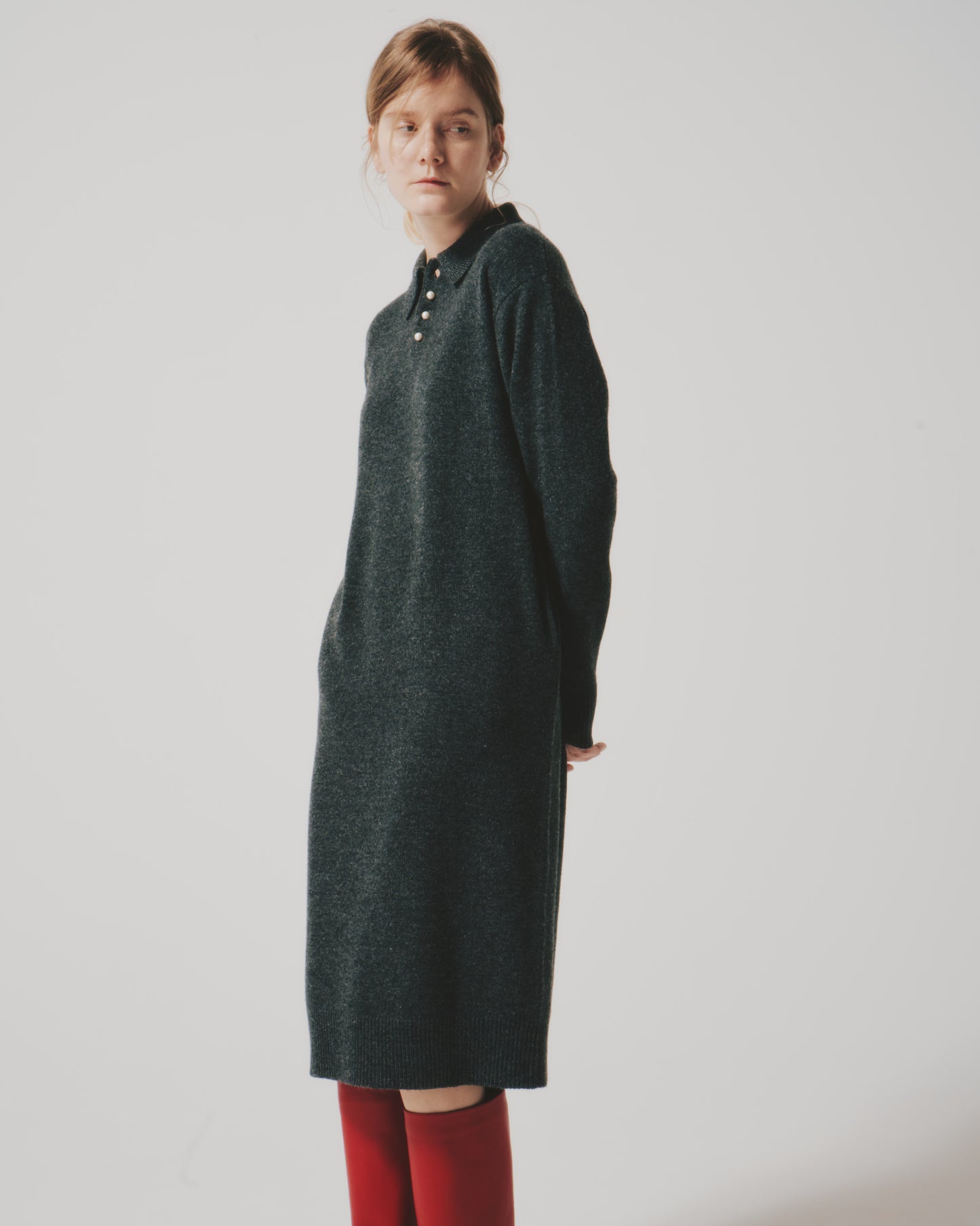 【予約商品】WOOL PEARL/B POLO DRESS