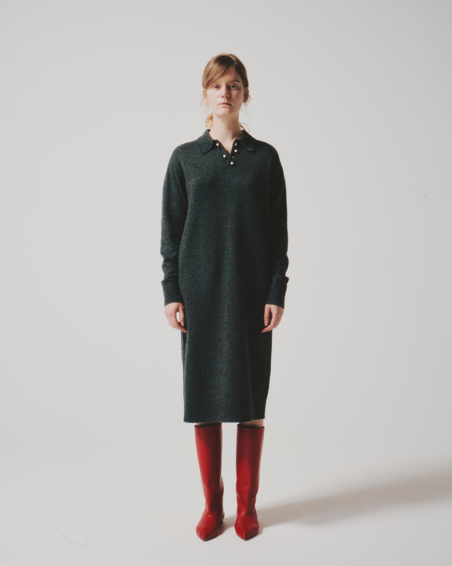 【予約商品】WOOL PEARL/B POLO DRESS