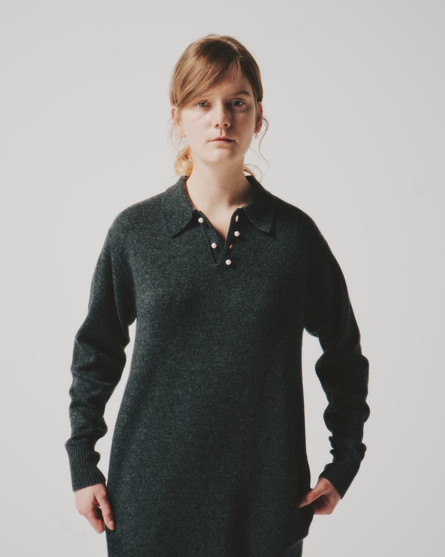【予約商品】WOOL PEARL/B POLO DRESS