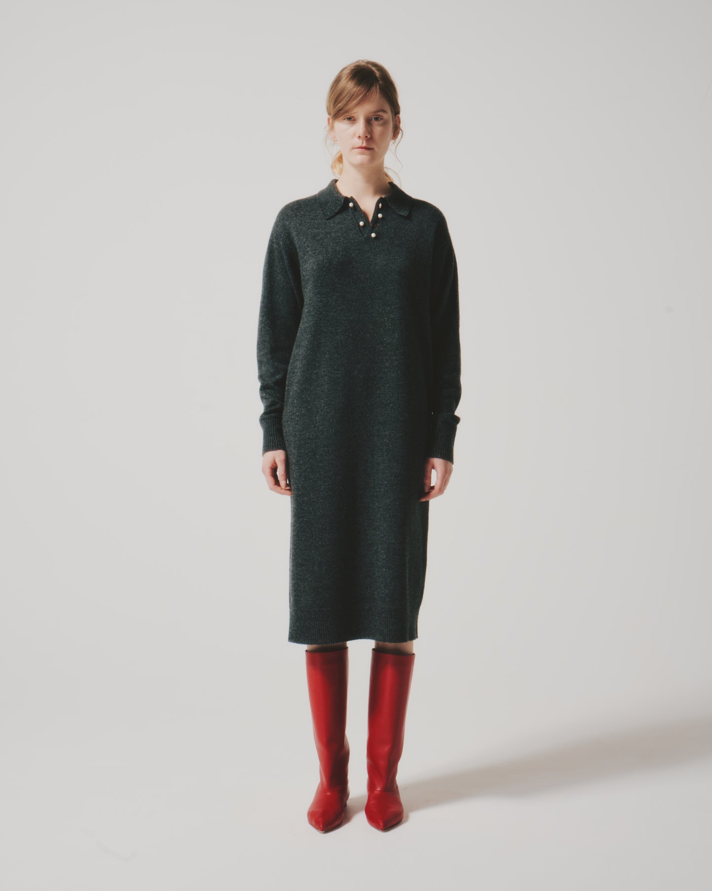 【予約商品】WOOL PEARL/B POLO DRESS