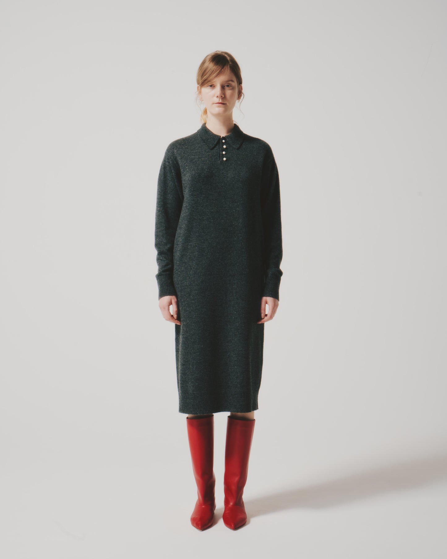 【予約商品】WOOL PEARL/B POLO DRESS