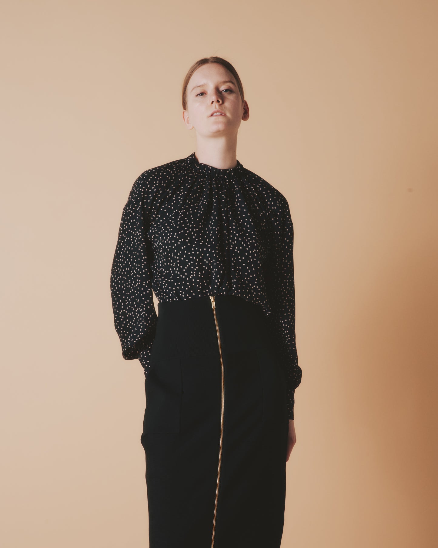【予約商品】AMUNZEN DOT NECK/GATHER SHIRTS